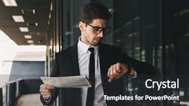  Presentation with 3d man business leader - Beautiful PPT layouts featuring handsome business man holding newspaper backdrop and a dark gray colored foreground