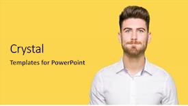  Presentation with puffing - Presentation design with handsome business man puffing cheeks background and a yellow colored foreground