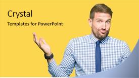  Presentation with man in suit and tie - Beautiful slide set featuring handsome business man wearing tie backdrop and a yellow colored foreground