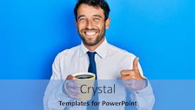  Presentation with coffee cup - Presentation featuring handsome-business-man-with-beard background and a light blue colored foreground