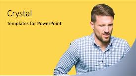  Presentation with blue business - Audience pleasing slide deck consisting of handsome business man with blue backdrop and a  colored foreground