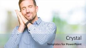  Presentation with blue eyes - Audience pleasing slide set consisting of handsome business man with blue backdrop and a  colored foreground