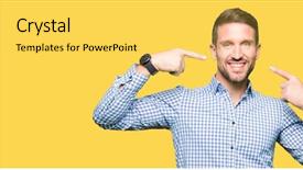  Presentation with blue business - Amazing presentation theme having handsome business man with blue backdrop and a  colored foreground