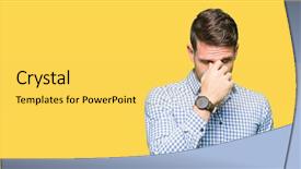  Presentation with blue business - Presentation theme featuring handsome business man with blue background and a yellow colored foreground