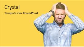  Presentation with blue business - PPT theme featuring handsome business man with blue background and a  colored foreground