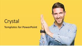  Presentation with blue business proposal - Colorful presentation theme enhanced with handsome business man with blue backdrop and a  colored foreground