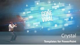  Presentation with viral - Colorful slide set enhanced with handsome-businessman-defending-with-umbrella backdrop and a teal colored foreground