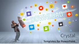  Presentation with download - Colorful PPT theme enhanced with handsome-businessman-defending-with-umbrella backdrop and a light blue colored foreground