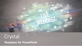  Presentation with defending - Presentation featuring handsome-businessman-defending-with-umbrella background and a gray colored foreground