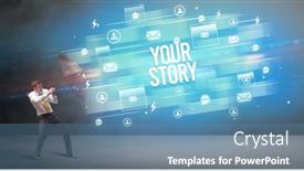  Presentation with defending - PPT theme having handsome-businessman-defending-with-umbrella background and a teal colored foreground