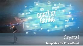  Presentation with rating - Slide deck consisting of handsome-businessman-defending-with-umbrella background and a teal colored foreground