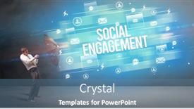  Presentation with engagement - Slide set consisting of handsome-businessman-defending-with-umbrella background and a teal colored foreground