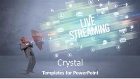  Presentation with defending - Presentation theme having handsome-businessman-defending-with-umbrella background and a seafoam green colored foreground