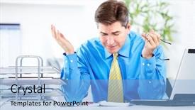  Presentation with war stress - Amazing presentation having handsome businessman having a stress backdrop and a  colored foreground