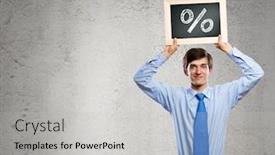  Presentation with percentage - Presentation featuring handsome-businessman-holding-frame background and a light gray colored foreground