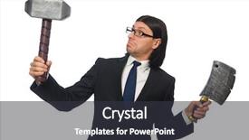  Presentation with law case judge hammer - PPT layouts consisting of handsome businessman holding hammer isolated on white background and a dark gray colored foreground