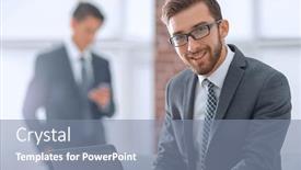  Presentation with laptop - Amazing PPT layouts having handsome-businessman-is-working backdrop and a seafoam green colored foreground