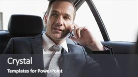  Presentation with car accident cell phone - PPT theme with handsome businessman making a phone background and a dark gray colored foreground