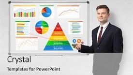  Presentation with health - Presentation theme with handsome businessman presenting health reports background and a white colored foreground