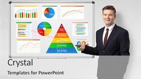  Presentation with health - Slide set featuring handsome businessman presenting health reports background and a white colored foreground