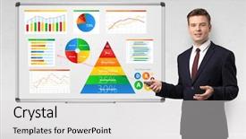  Presentation with pointer - Slide set having handsome businessman presenting health reports background and a white colored foreground