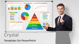  Presentation with pointer - Beautiful presentation design featuring handsome-businessman-presenting-health-reports backdrop and a white colored foreground