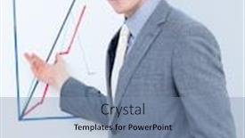  Presentation with sales figures - Cool new slides with handsome businessman reporting sales figures in a company backdrop and a seafoam green colored foreground