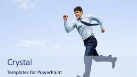  Presentation with blue sky - Audience pleasing PPT layouts consisting of handsome businessman running down grass backdrop and a sky blue colored foreground