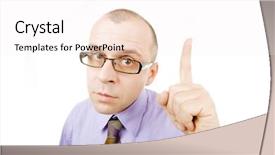  Presentation with seeking - Colorful PPT theme enhanced with handsome businessman seeking attention isolated on white backdrop and a sky blue colored foreground