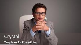  Presentation with paperwork - Slides enhanced with handsome businessman sitting at desk and doing paperwork background and a dark gray colored foreground