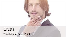  Presentation with creative thinking brain - Audience pleasing slide deck consisting of handsome businessman thinking about something backdrop and a white colored foreground