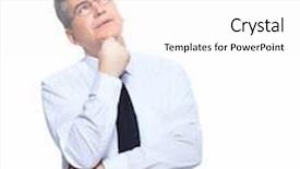  Presentation with solution - PPT theme with handsome-businessman-thinking-solution-isolated background and a white colored foreground