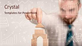  Presentation with wooden building blocks - Cool new slides with handsome businessman using wooden building backdrop and a lemonade colored foreground