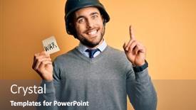  Presentation with war - Slide deck consisting of handsome-businessman-wearing-military-helmet background and a dark gray colored foreground