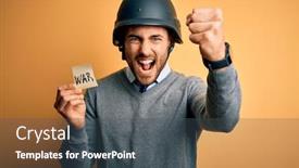  Presentation with military - Presentation theme having handsome-businessman-wearing-military-helmet background and a dark gray colored foreground