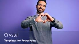  Presentation with purple heart - Presentation design with handsome-businessman-with-beard-wearing background and a ocean colored foreground