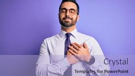  Presentation with beard - Beautiful slides featuring handsome-businessman-with-beard-wearing backdrop and a light blue colored foreground