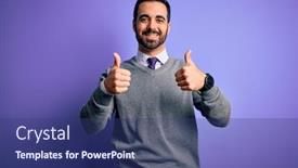  Presentation with beard - Slide set featuring handsome-businessman-with-beard-wearing background and a ocean colored foreground