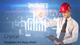  Presentation with drawing architecture - Amazing presentation theme having handsome-businessman-with-helmet-drawing backdrop and a teal colored foreground