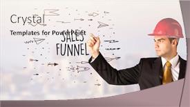  Presentation with funnel - PPT theme having handsome-businessman-with-helmet-drawing background and a sky blue colored foreground