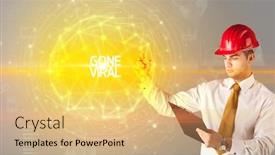  Presentation with viral - Presentation design enhanced with handsome-businessman-with-helmet-drawing background and a yellow colored foreground
