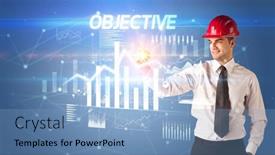  Presentation with objective - Audience pleasing PPT layouts consisting of handsome-businessman-with-helmet-drawing backdrop and a light blue colored foreground