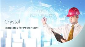  Presentation with capital expenditure - Slides having handsome-businessman-with-helmet-drawing background and a cool aqua colored foreground