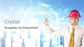 Presentation with business process - Cool new PPT layouts with handsome-businessman-with-helmet-drawing backdrop and a cool aqua colored foreground