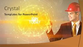  Presentation with today - Theme featuring handsome-businessman-with-helmet-drawing background and a yellow colored foreground
