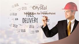  Presentation with free - Beautiful theme featuring handsome-businessman-with-helmet-drawing backdrop and a sky blue colored foreground