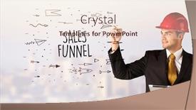  Presentation with funnel - Beautiful PPT theme featuring handsome-businessman-with-helmet-drawing backdrop and a sky blue colored foreground