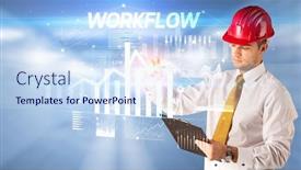  Presentation with drawing architecture - PPT theme having handsome-businessman-with-helmet-drawing background and a sky blue colored foreground