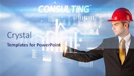  Presentation with drawing architecture - Beautiful slides featuring handsome-businessman-with-helmet-drawing backdrop and a sky blue colored foreground