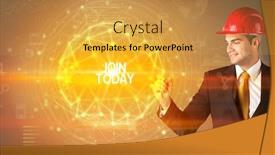  Presentation with today - Colorful PPT layouts enhanced with handsome-businessman-with-helmet-drawing backdrop and a yellow colored foreground